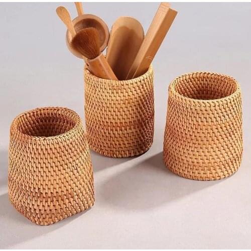 Woven Basket Pen Box Dried Fruit Basket Sundries Basket Snacks Basket Dinner Knives Forks Storage Baskets Tableware Organizer
