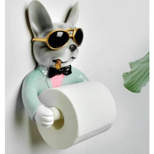 Tray Toilet Paper Holder Hygiene Resin Free Punch Hand Tissue Box Household Paper Towel Holder Reel Spool Device Dog Style