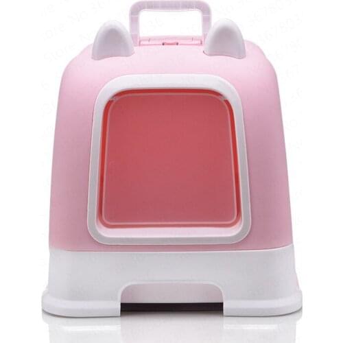Fully Enclosed Cat Toilet Litter Box Deodorant Anti-splash Large with Drawer Cat Ears Style Cat Supplies Kuweta Dla Kota