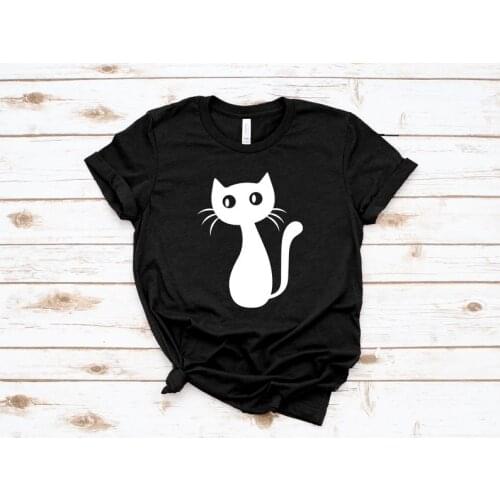 Halloween Cat Funny Fall October Holliday Party Girl Casual Cotton Round Neck Female Girl Shirt Streetwear Short Sleeve Unisex