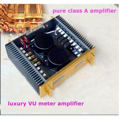 Luxury A60 refer Golden throat pure class A double VU meter amplifier 2SC5200 2SA1943 transistors