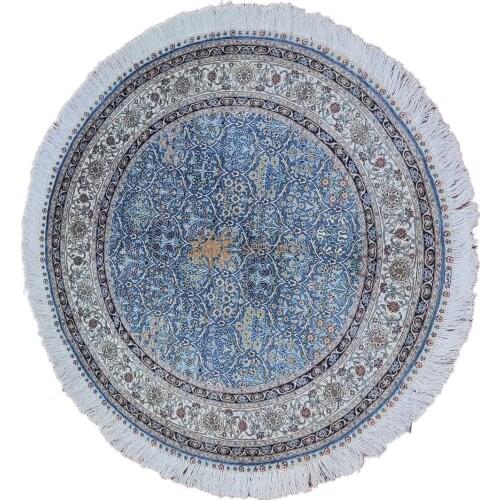 Seeykeep™ 4.5x4.5ft Round Pure Silk Handknotted Traditional Floral Pattern Rug-SK3036165