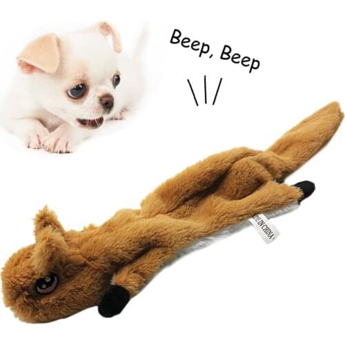 Cute Plush Toys Squeak Pet Animal Shape Wolf Stuffed Animal Dog Chew Whistle Squeaky Wrapped Squirrel Dog Toys Pet Supplies