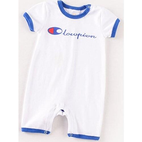 Infant Baby Boy Sports Outfit Romper Short Sleeve Summer Blue White Costume Round Collar Fashion Cotton Clothes Onesies