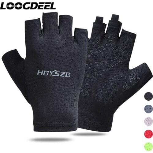 LOOGDEEL Summer Half Finger Cycling Gloves High Elastic Mesh Breathable Palm Anti-slip Outdoor Fishing Weightlifting Gloves