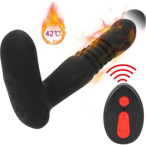 6 Speed Telescopic Dildo Remote Control Sex toy for Men Heating Rod Prostate Massager Wireless Control Anal Vibrators