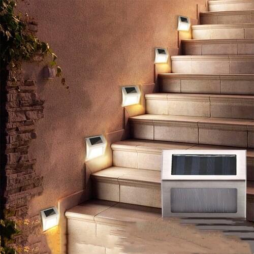 Outdoor Solar Spotlights 3 Led Stainless Steel Stair Lamp Wall Rain Proof For Country House Lights Garland Garden Decoration