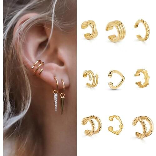 Fashionable and elegant golden cartilage punk C-shaped cross clip round ear hoop without perforation earmuff ear hoop pliers