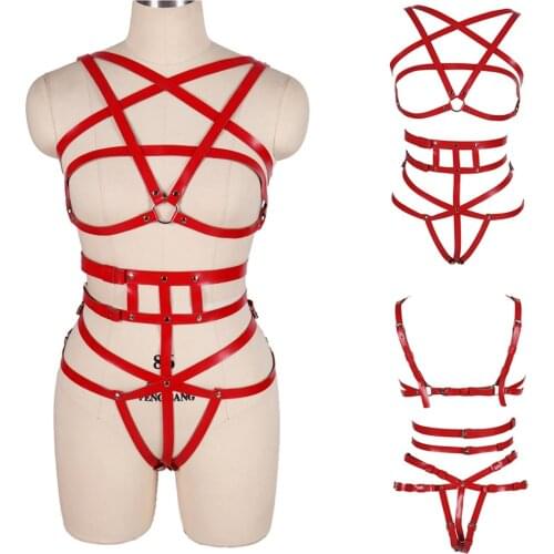 Womens Belts For Women Leather Harness Fashion Punk Sexy Garter Waistband Bdsm Bondage Erotic Lingerie Pentagram Accessories