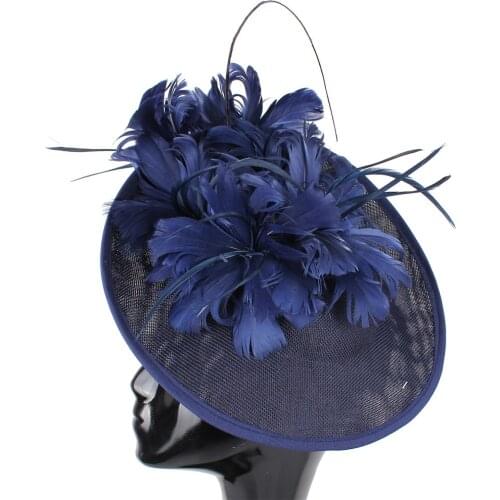 Women Feathers Millinery Hats Fascinator Imitation Sinamay Derby Kentucky Caps Bridal Married Elegant Headpieces For Occasion