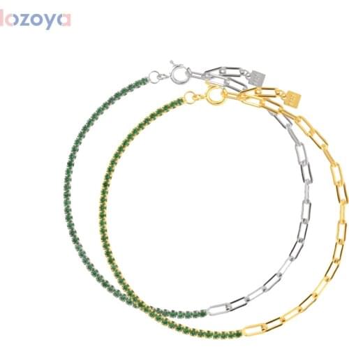 LOZOYA 925 Sterling Punk Colorful Silver Rainbow Zircon Chain Bracelet 2021 Women Fashion Fine Jewelry RockColorful CZ Gift