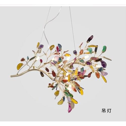 Gold luxury LED agate chandelier lighting with bulb included nordic kitchen chandelier for living room/dining room/bedroom