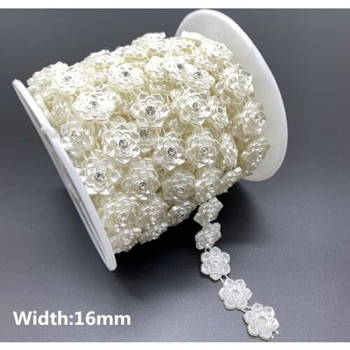 1Yards Chain Pearl Crystal Jewelry Chain Sew On Trims Wedding Dress Costume Applique Jewelry Making DIY Accessories #06