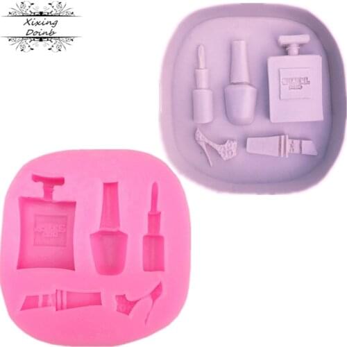 1Pcs Silicone Makeup Lipstick perfume bottle Cake Decorating tools Sugar Mould Chocolate Baking Mold