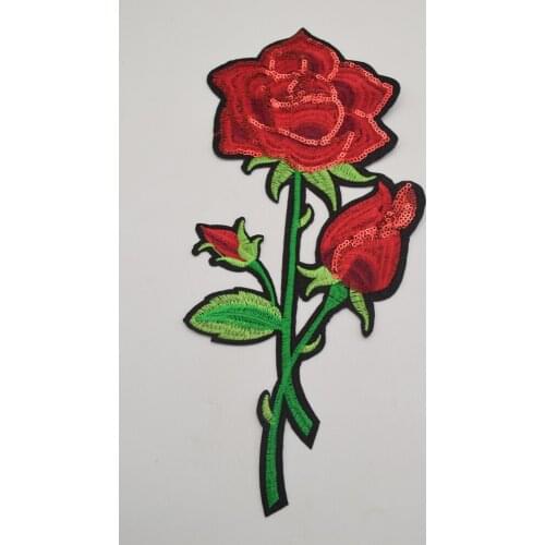 10pcs 9'' Fashion Sequins Embroidered Rose Flower Patch iron on Applique Sew Dress DIY