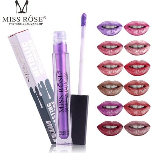 12Colors Metallic Shimmer Liquid Lipstick Make Up Lipgloss Lip Tint Long Tube Matte Pigment Lip Gloss Brand Cosmetics T0856