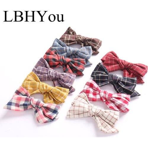 12pcs/lot Kids Girls Linen Bows Hair Clips.One Size Fit Most Handmade Cotton Plaid Bows Hairpins,Girls Hair Wear Hair Accessory