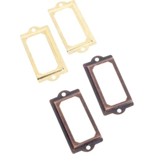 12Pcs/lot Drawer Label Frame Pull big Metal Tag File Name Iron Card Holder Red Antique Brass/Golden Vintage 70mmx33mm with screw