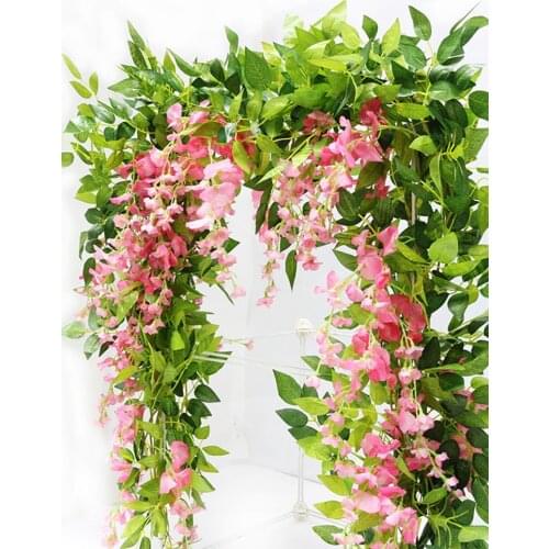 2M Wedding Artificial Vines Garland Plants Home Fake Wisteria Flower for Party Decoration Garden Hanging Rattan