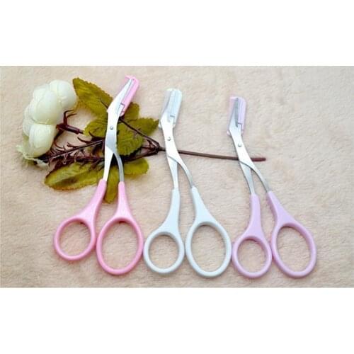 200pcs Stainless Steel Eyebrow Trimmer Scissors With Comb Hair Grooming Shaver Eyelash Hair Clips Hair Remover Makeup Tools