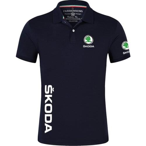 2021 Unisex Summer Mens Skoda Casual shirts Cotton Car Logo Tshirt Print College Man Hip Hop 16 solid Color Tops