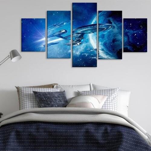 Canvas Wall Art for Living Room 5 Piece Paintings Star Trek Star Ship Enterprise Pictures Modern Artwork Home Decor Posters Prin