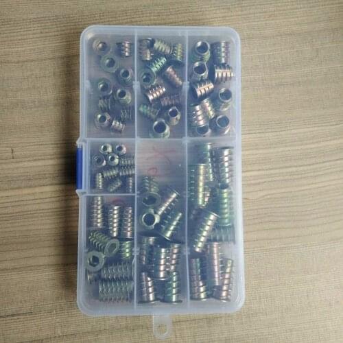 70Pcs/set M4//M6/M8*8/10/13/18/20/25 Zinc Alloy Thread For Wood Insert Nut Flanged Hex Drive Head Furniture Nuts Assortment Kit