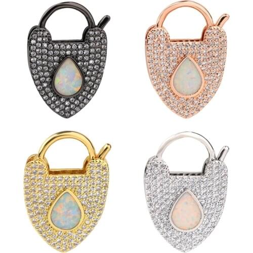 Juya DIY Love Heart Pendant Locks Supplies Handmade Metal Locket Lock Clasps Accessories For Pendant Needlework Jewlery Making