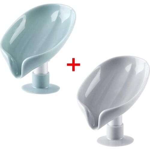 Washbasin Leaf Shape Soap Holder Plastic Self Draining with Diversion Soap Holder with Suction Cup Shower Soap Holder Bathroom