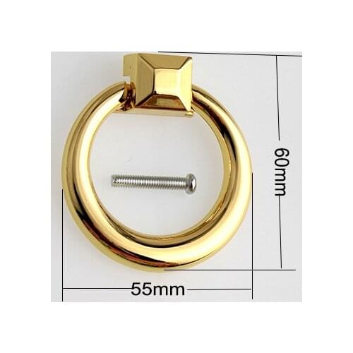 Diameter 55mm modern simple fashion drop rings drawer shoe cabinet knob pull silver gold kitchen cabinet dresser door handle