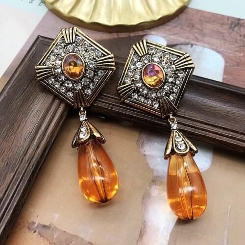 Antient Ways Enthnic Earrings Vintage Geometric Rhinestones Big Romantic French Retro Jewelry Femme