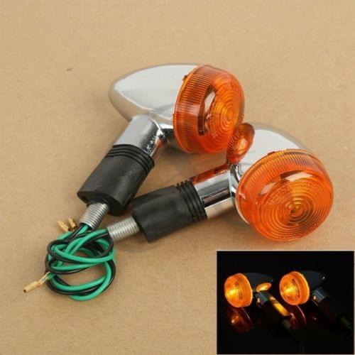 Chrome Motorcycle Turn Signal Light For Harley Chopper Bobber Kawasaki VN KZ Vulcan