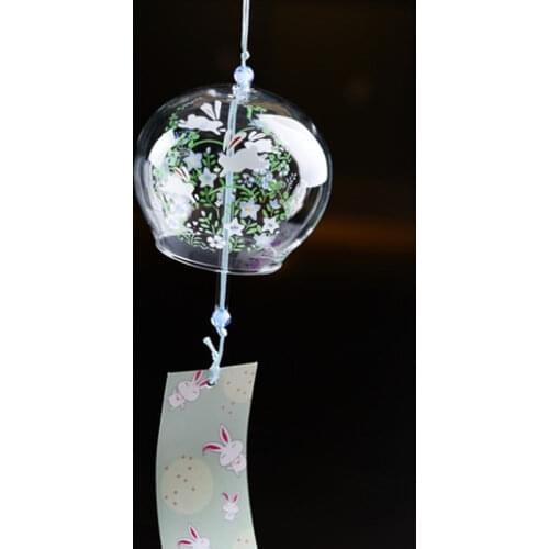 Crystal Glass Bless Wind Chimes Outdoor Living Yard Cherry Flower Cat Rabbit Ball Bells Garden Decorations