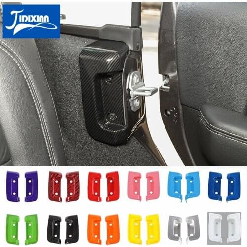 MOPAI Interior Mouldings for Jeep Wrangler 2018+ Car Rear Door Lock Buckle Decoration Cover Stickers for Wrangler JL Accessories