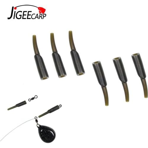 JIGEECARP 12/24PCS Carp Fishing Rubber Running Lead Rig Sleeve Cone Matt Black Swivel Set Terminal Tackle Accessories