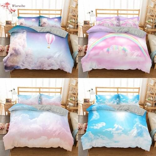 Homesky Cloud Bedding Set Queen King Size Duvet Cover Bed Linen Set Rainbow Comforter Bedding Sets Home Textiles Bedspreads