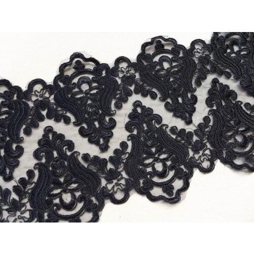 Black Eyelet Cord Mesh Alencon Lace Trim For Haute Couture, Wedding Gown Bridal Dress Making 3 Yards