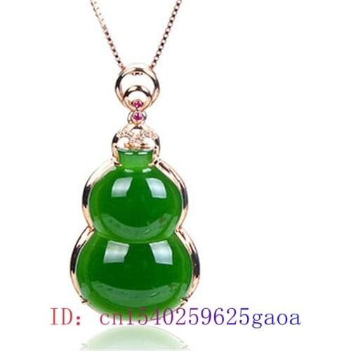 Jade Gourd Pendant 925 Silver Fashion Chinese Chalcedony Natural Charm Jewelry Amulet Women Hetian Gifts Necklace