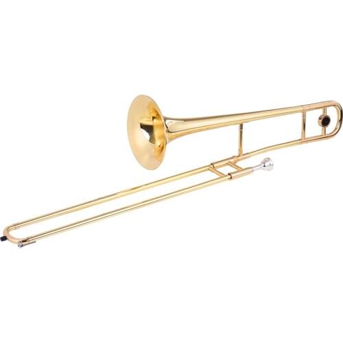 Ammoon Alto Trombone Brass Gold Lacquer Bb Tone B flat Wind Instrument with Cupronickel Mouthpiece Cleaning Stick Case