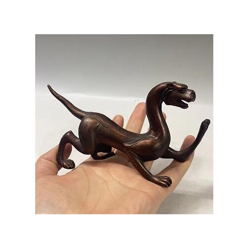 Healing Chinese Bronze Copper Fengshui God Animal Beast Tiger Exorcise evil Statu Garden Decoration 100% real Brass Bronze 25% o