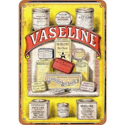 Letrero de estaño de Metal, productos de vaselina, aspecto Vintage, 8x12 pulgadas, 1885