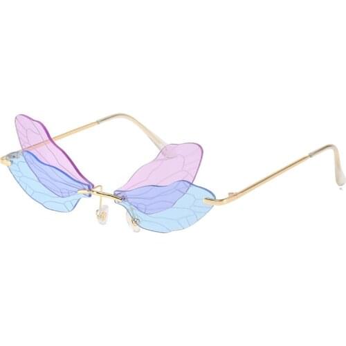 Bohosco Fashion UV400 Sunglasses Rimless Dragonfly Wing Luxury Men Women Vintage Clear Eyewear Shades Sun Glasses Eyeglasses