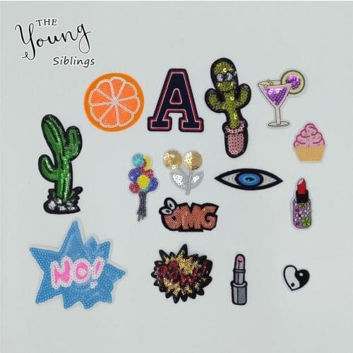 Cartoon Fashion Sequins Iron no Patch DIY Sewing Embroidery Badges Decoration Repair Clothing Accessories 5~20 pcs for sale