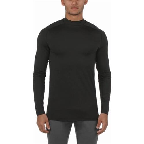 Fitness T-shirt Men Turtleneck Compression Shirt Workout Muscle Tops Autumn Bodybuilding Clothing Gym Long Sleeve Tee Shirts