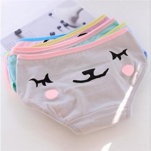New Arrived 4Pcs/Lot Girl Panties Underwear Lace Briefs Cotton Lingerie Soft Comfortable Bowknot Cartoon Panty Wholesale 106-4
