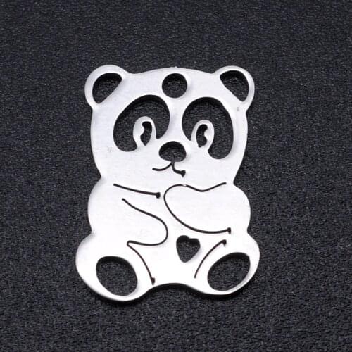 5pcs/lot 100% Stainless Steel Panda Charms Pendants Wholesale Bracelets Pendants Accept OEM Order Top Quality