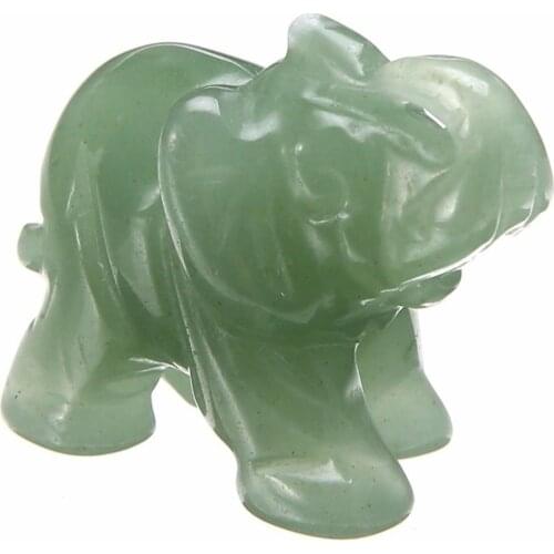 Lucky Elephant Fortune Green Aventurine Jade Stone Feng Shui Statue Figurine Office Ornament Chakra Healing Stones Statue Decor