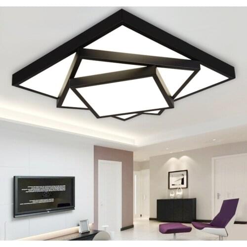 LED ceiling lamp rectangular living room wrought iron three-story frame bedroom lamps shaped room lighting