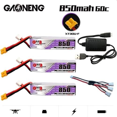 GNB 2S 850mAh 7.6V 60C HV Lipo Battery Charger Set with XT30U-F Plug for Happymodel FPV Racing Cine Whoop BetaFPV Drone RC Parts