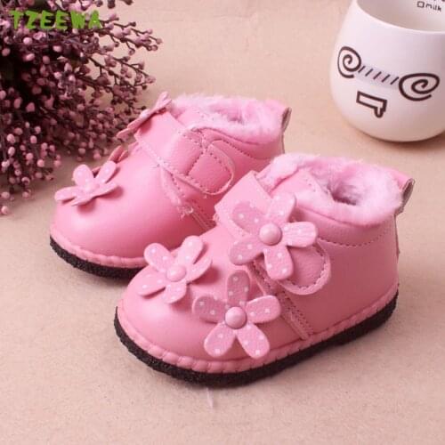 Winter Fashion Baby Girls Snow Boots Baby Shoes Warm Plush Soft Bottom Girls Boots Flowers Baby Winter Boots Toddler Girl Shoes